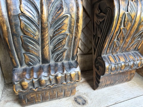 Pair hand carved - pair,